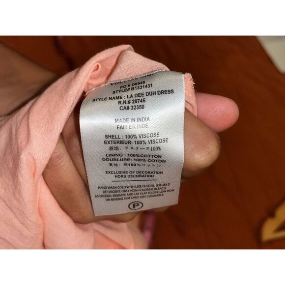 Volcom Peach  Strapless Smocked High-Low Pull On Unlined Women's Dress Size S - Picture 9 of 9